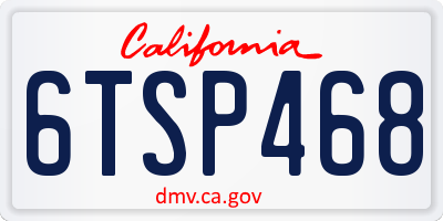 CA license plate 6TSP468