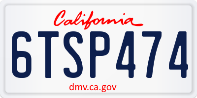 CA license plate 6TSP474