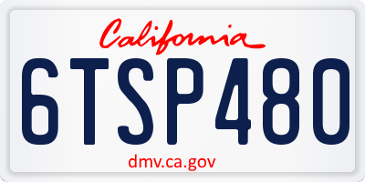 CA license plate 6TSP480
