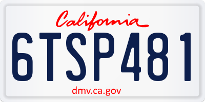 CA license plate 6TSP481