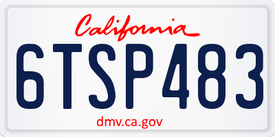 CA license plate 6TSP483