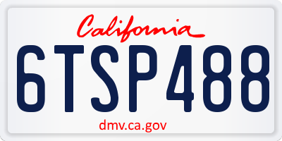 CA license plate 6TSP488