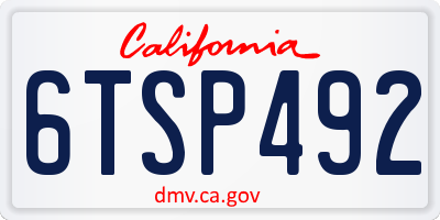 CA license plate 6TSP492