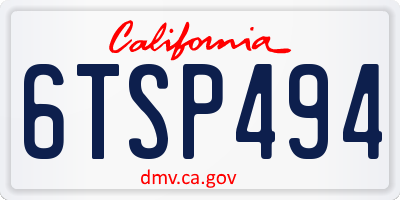 CA license plate 6TSP494