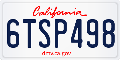 CA license plate 6TSP498