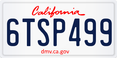 CA license plate 6TSP499