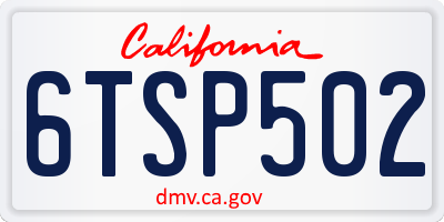 CA license plate 6TSP502