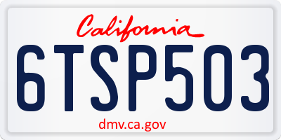 CA license plate 6TSP503