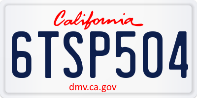 CA license plate 6TSP504