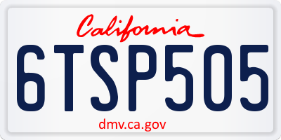 CA license plate 6TSP505