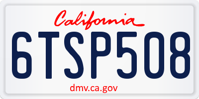 CA license plate 6TSP508