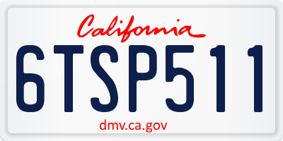 CA license plate 6TSP511