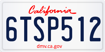 CA license plate 6TSP512