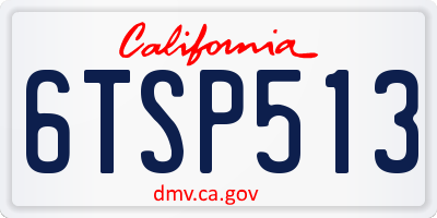 CA license plate 6TSP513