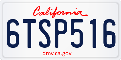 CA license plate 6TSP516