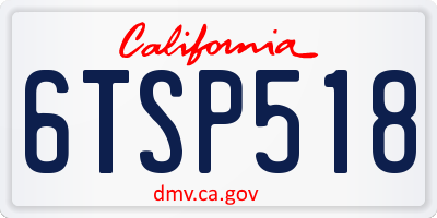 CA license plate 6TSP518