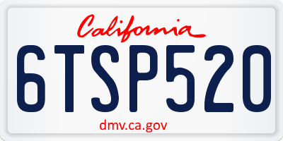CA license plate 6TSP520