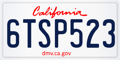 CA license plate 6TSP523