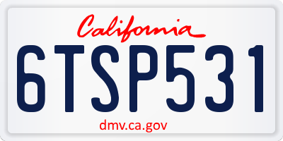 CA license plate 6TSP531