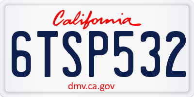 CA license plate 6TSP532