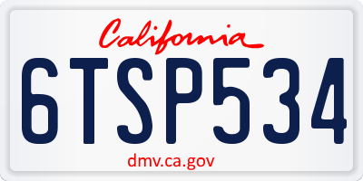 CA license plate 6TSP534