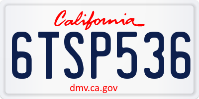 CA license plate 6TSP536