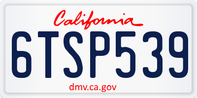 CA license plate 6TSP539