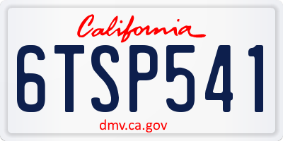 CA license plate 6TSP541