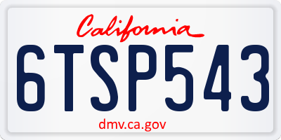 CA license plate 6TSP543