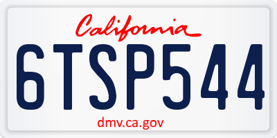 CA license plate 6TSP544