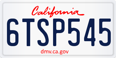 CA license plate 6TSP545