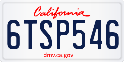 CA license plate 6TSP546