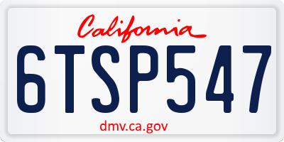 CA license plate 6TSP547