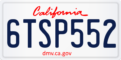 CA license plate 6TSP552