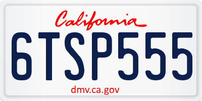 CA license plate 6TSP555