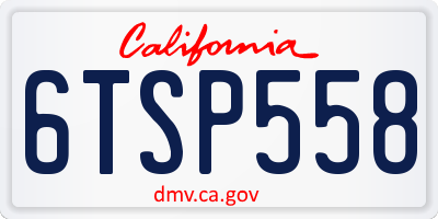CA license plate 6TSP558
