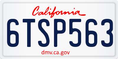 CA license plate 6TSP563