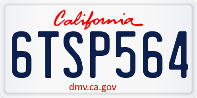 CA license plate 6TSP564