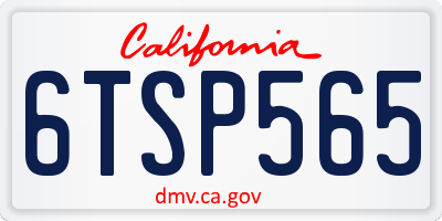 CA license plate 6TSP565