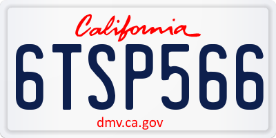 CA license plate 6TSP566