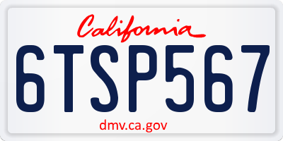 CA license plate 6TSP567