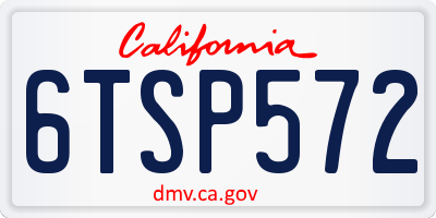 CA license plate 6TSP572