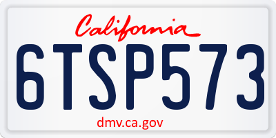 CA license plate 6TSP573