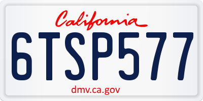 CA license plate 6TSP577