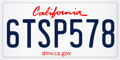 CA license plate 6TSP578