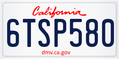 CA license plate 6TSP580