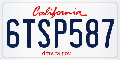 CA license plate 6TSP587