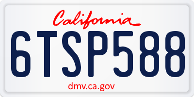 CA license plate 6TSP588