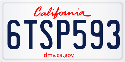CA license plate 6TSP593