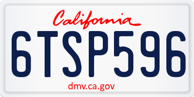 CA license plate 6TSP596